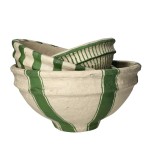 BOWLS STR PAPER MACHE GREEN SET OF 3